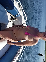 Mature granny is playing alone