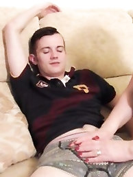 An elderly blonde woman has a young female servant