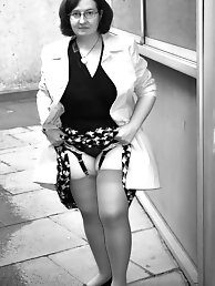 Vintage grannies stockings bandw