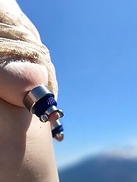 A hot woman has sex in the hills with a long pussy