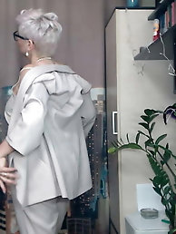 Hot striptease and vegetables amp a fist in a mature wet cunt